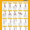 Póster com o título "Centro Pré e Pós Parto – Vamos Alongar!", com o logotipo "Estica-te", com fundo laranja e 20 exercícios ilustrados com figuras femininas a realizar alongamentos adaptados ao período pré e pós-parto. Cada exercício está numerado de 1 a 20 e acompanhado por uma breve descrição. Os alongamentos incluem movimentos para diferentes grupos musculares como costas, pernas, braços e ombros.